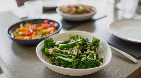  Bowls of broccoli and salads at Annapurna HQ